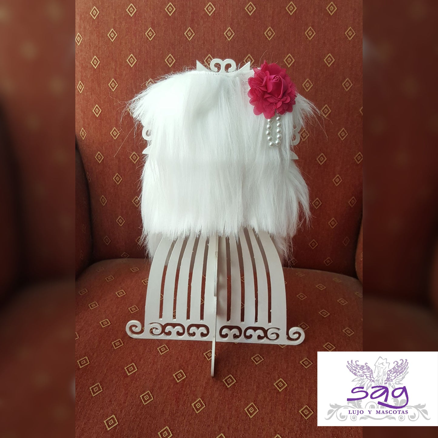 Long Hair Coat Shiny and Charming Pet Dog Cat – WHITE / Abrigo Pelo Largo Brillos y Encanto Mascota Perro Gato – BLANCO