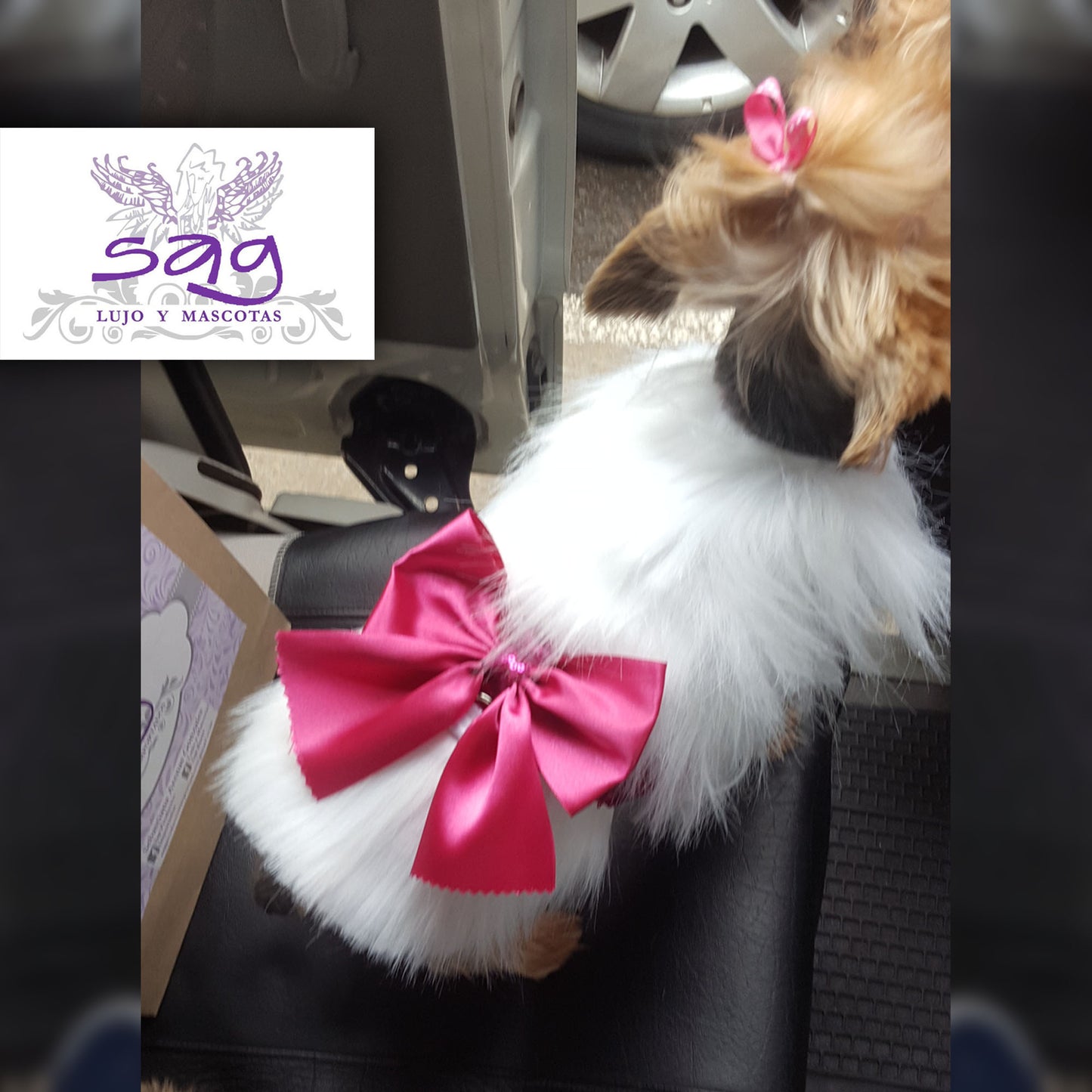 Long Hair Coat Shiny and Charming Pet Dog Cat – WHITE / Abrigo Pelo Largo Brillos y Encanto Mascota Perro Gato – BLANCO