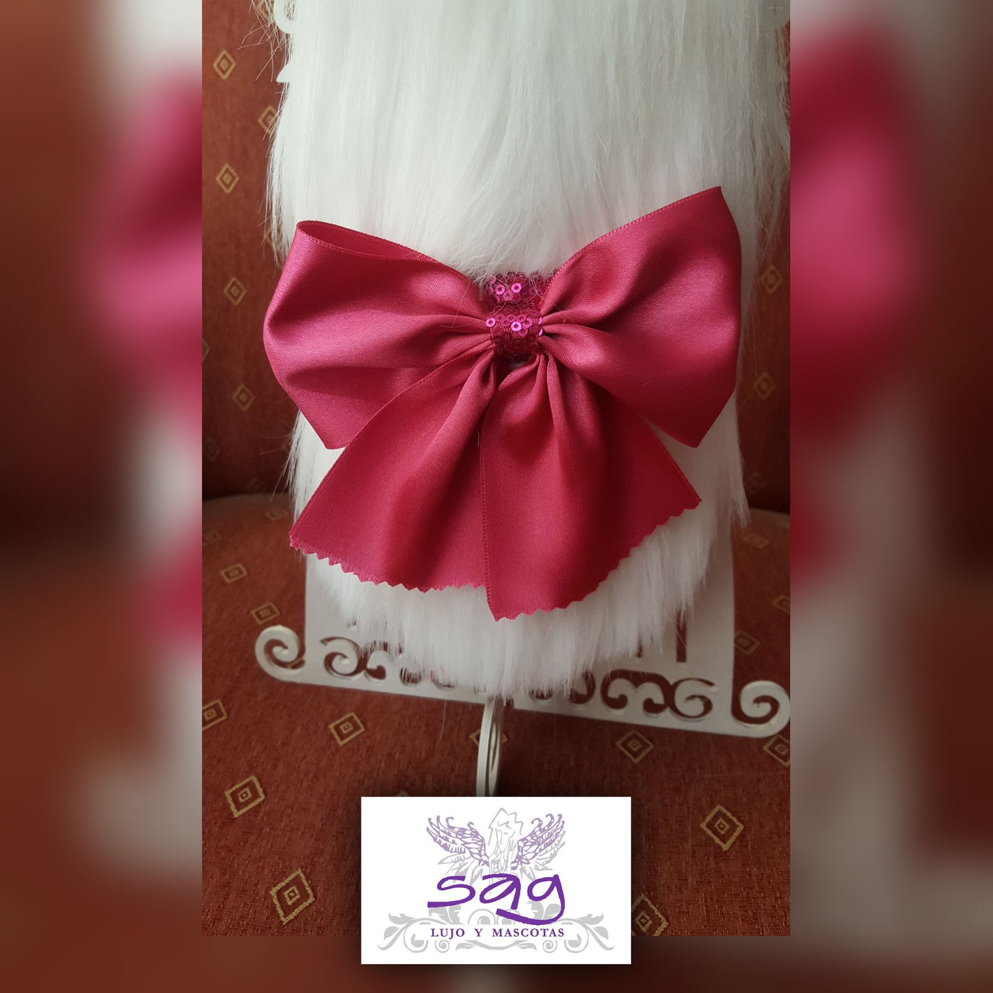 Long Hair Coat Shiny and Charming Pet Dog Cat – WHITE / Abrigo Pelo Largo Brillos y Encanto Mascota Perro Gato – BLANCO
