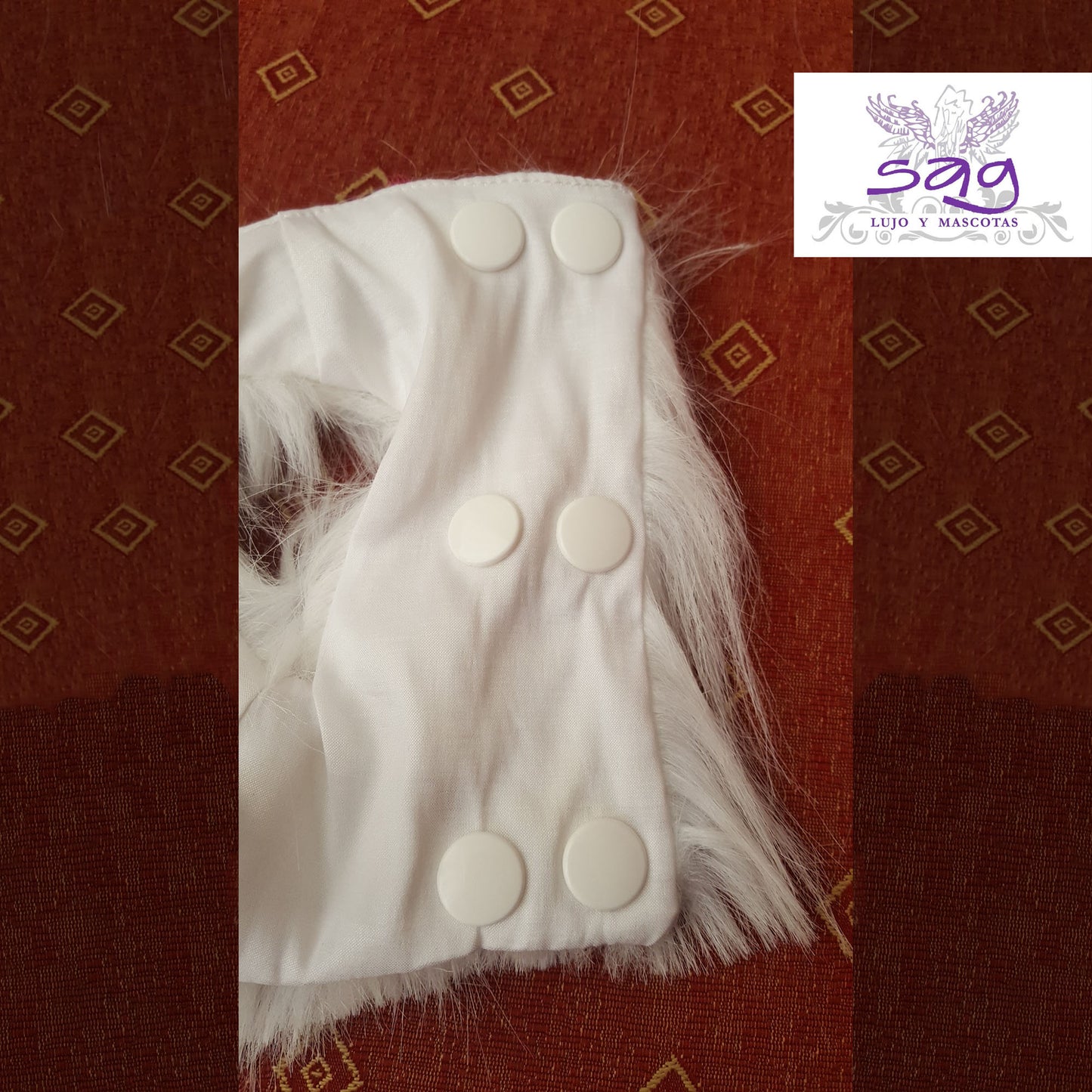Long Hair Coat Shiny and Charming Pet Dog Cat – WHITE / Abrigo Pelo Largo Brillos y Encanto Mascota Perro Gato – BLANCO