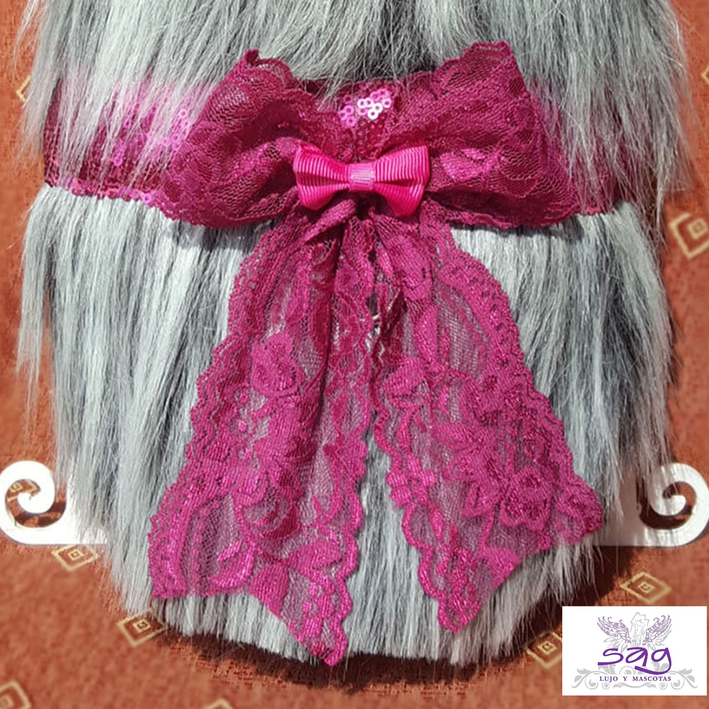 Long Hair Coat Shiny and Charming Pet Dog Cat – GREY / Abrigo Pelo Largo Brillos y Encanto Mascota Perro Gato – GRIS