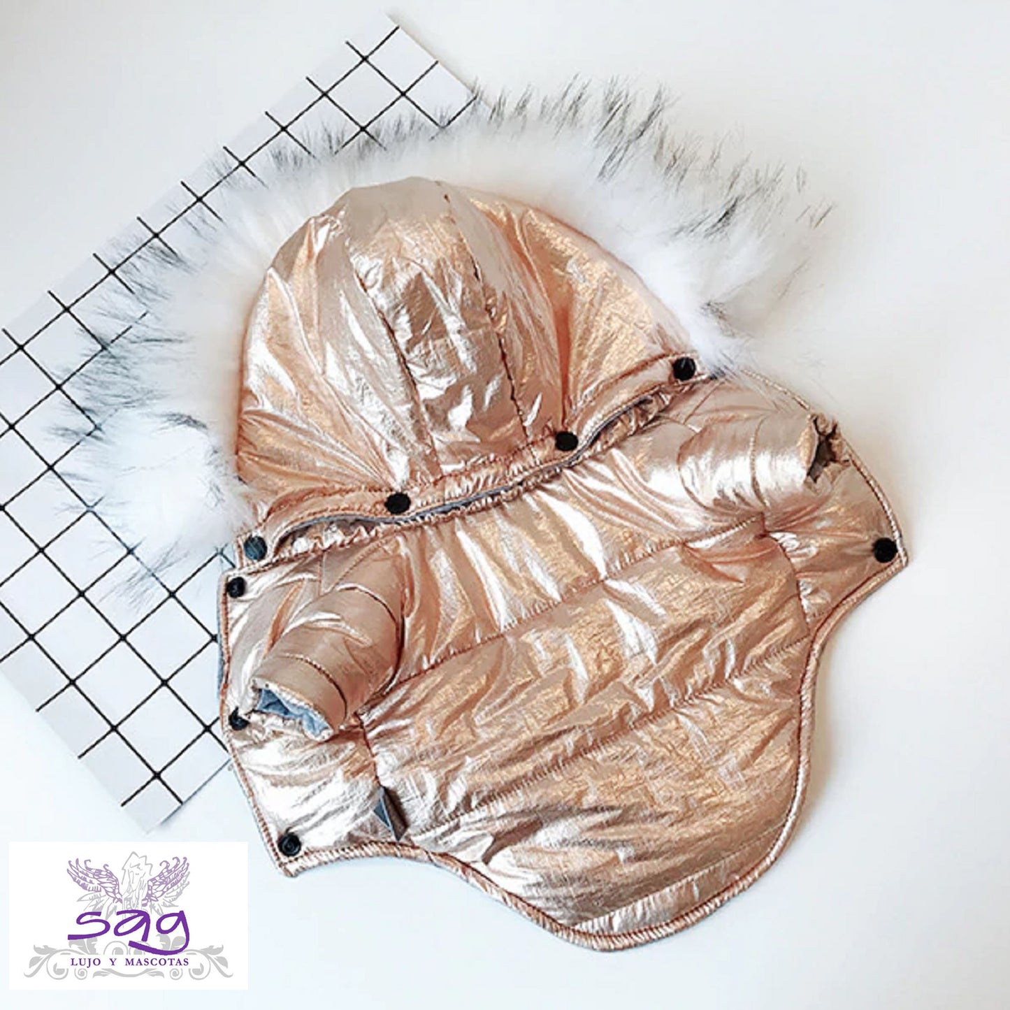 GOLDEN PADDED THERMAL JACKET FOR PETS DOGS CATS || CASACA TÉRMICA ACOLCHADA DORADA PARA MASCOTAS PERROS GATOS