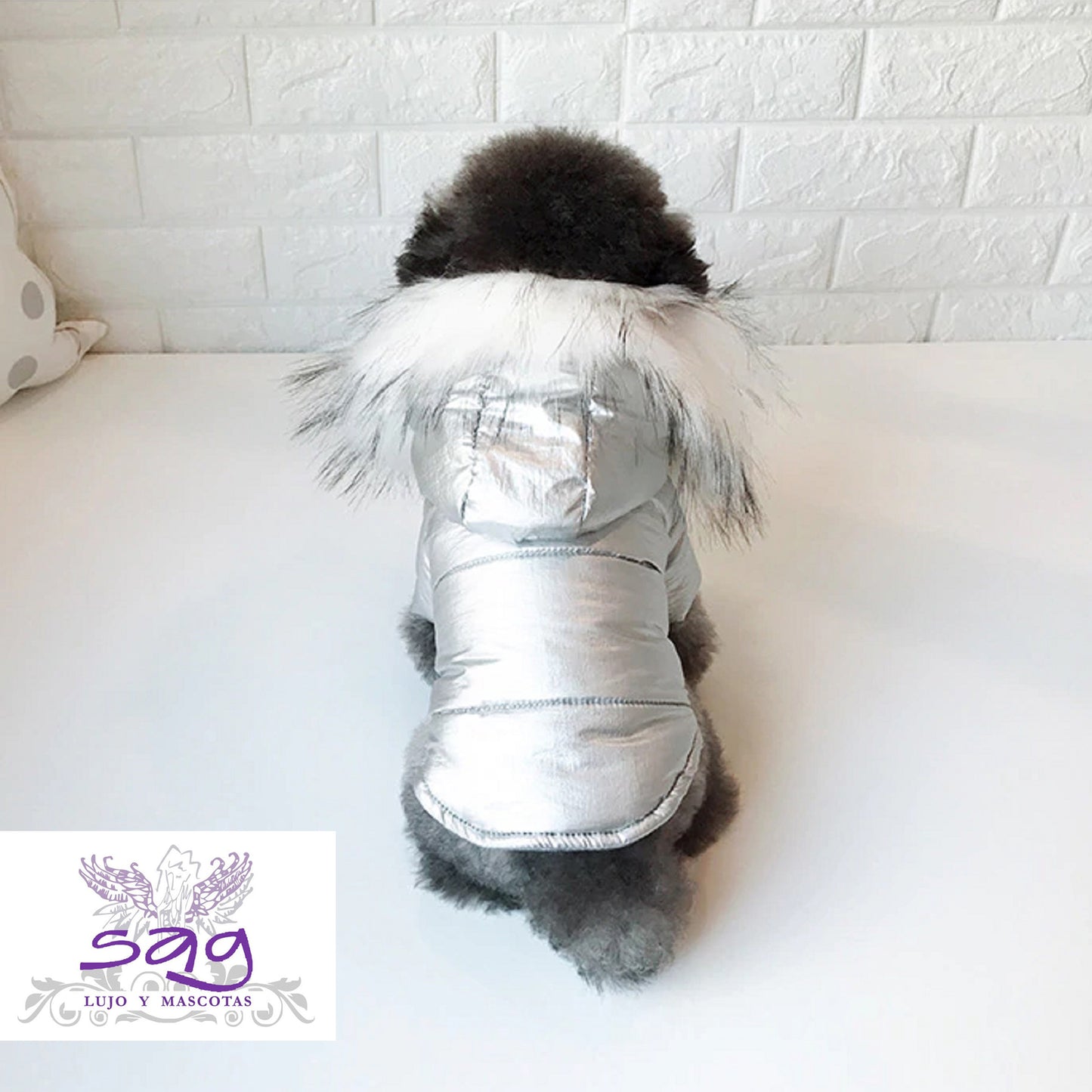 SILVER PADDED THERMAL JACKET FOR PETS DOGS CATS || CASACA TÉRMICA ACOLCHADA PLATEADA PARA MASCOTAS PERROS GATOS