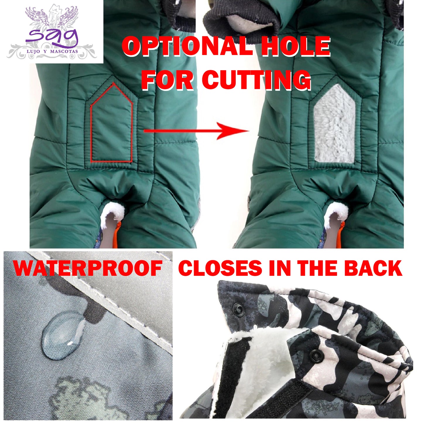 WATERPROOF THERMAL JUMPSUIT WITH FAKE SHEEP LINING FOR PETS || ENTERIZO TÉRMICO IMPERMEABLE CON FORRO CARNERO POLAR MASCOTA PERRO