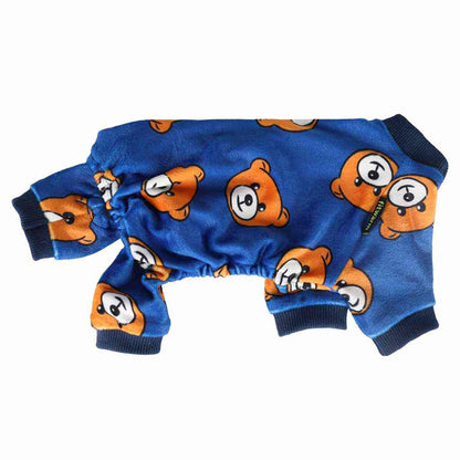 ENTERIZO PARA PERRO GATO DISEÑO OSITOS AZUL TELA PLUSH ROPA ABRIGADORA PERRO GATO – TALLA M