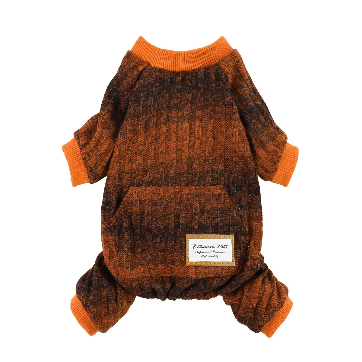 ROPA PARA PERRO ENTERIZO NARANJA TEJIDO SUAVE Y ABRIGADOR – TALLA XXL