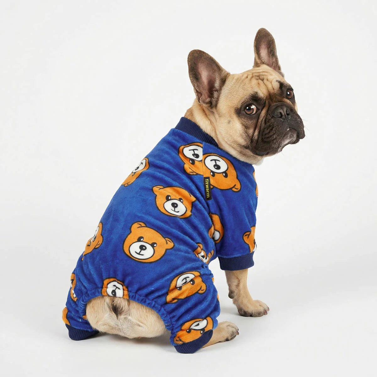 ENTERIZO PARA PERRO GATO DISEÑO OSITOS AZUL TELA PLUSH ROPA ABRIGADORA PERRO GATO – TALLA M