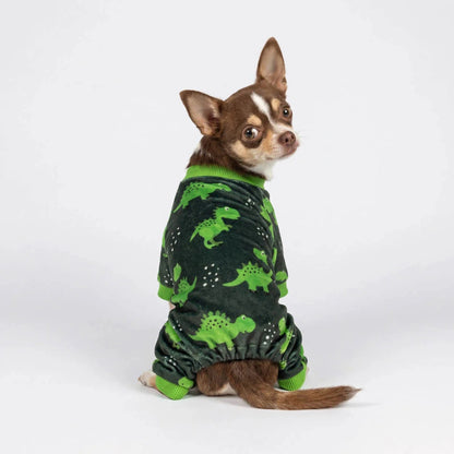 ENTERIZO PIJAMA PARA PERRO DISEÑO DINOSAURIO VERDE ROPA ABRIGADORA MASCOTA PERRO O GATO – TALLA XXL