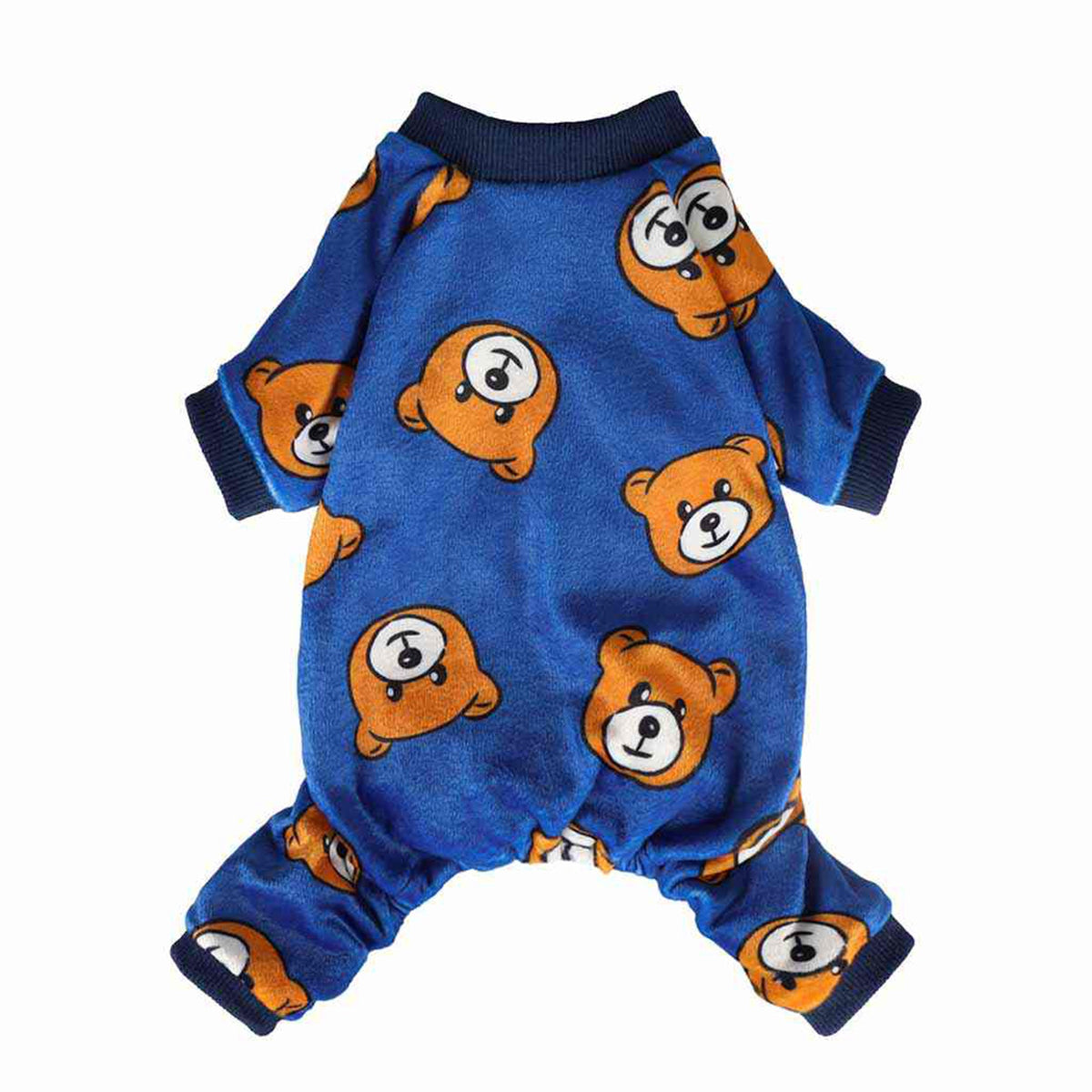 ENTERIZO PARA PERRO GATO DISEÑO OSITOS AZUL TELA PLUSH ROPA ABRIGADORA PERRO GATO – TALLA M