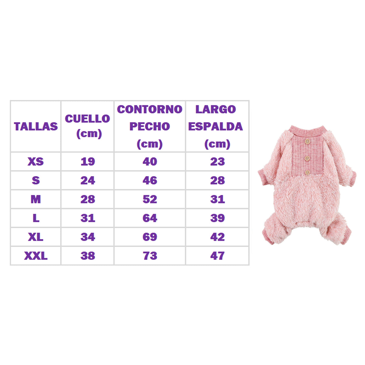 ENTERIZO ROSDO PARA PERRO GATO POLAR PELO LARGO ROPA ABRIGADORA MASCOTA – TALLA XXL
