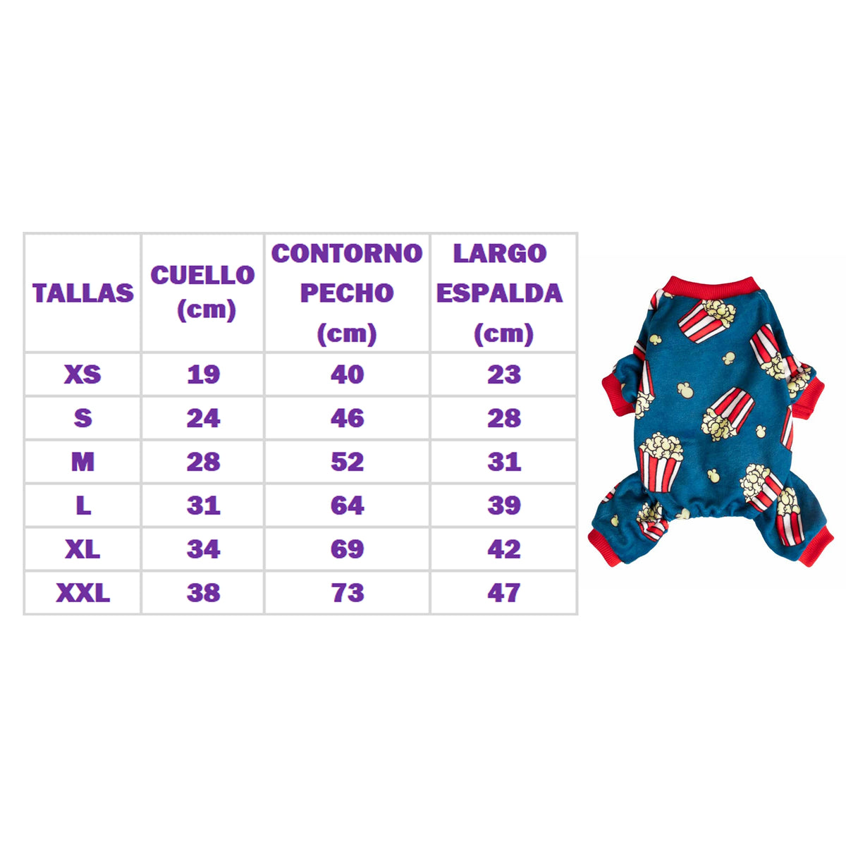ENTERIZO PARA MASCOTA DISEÑO CANCHITA POP CORN TELA PLUSH ROPA ABRIGADORA PERRO GATO – TALLA L