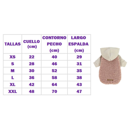 POLERA HOODIE PARA PERRO CREMA ROSA POLAR ROPA ABRIGADORA MASCOTAS PERRO GATO – TALLA XXL