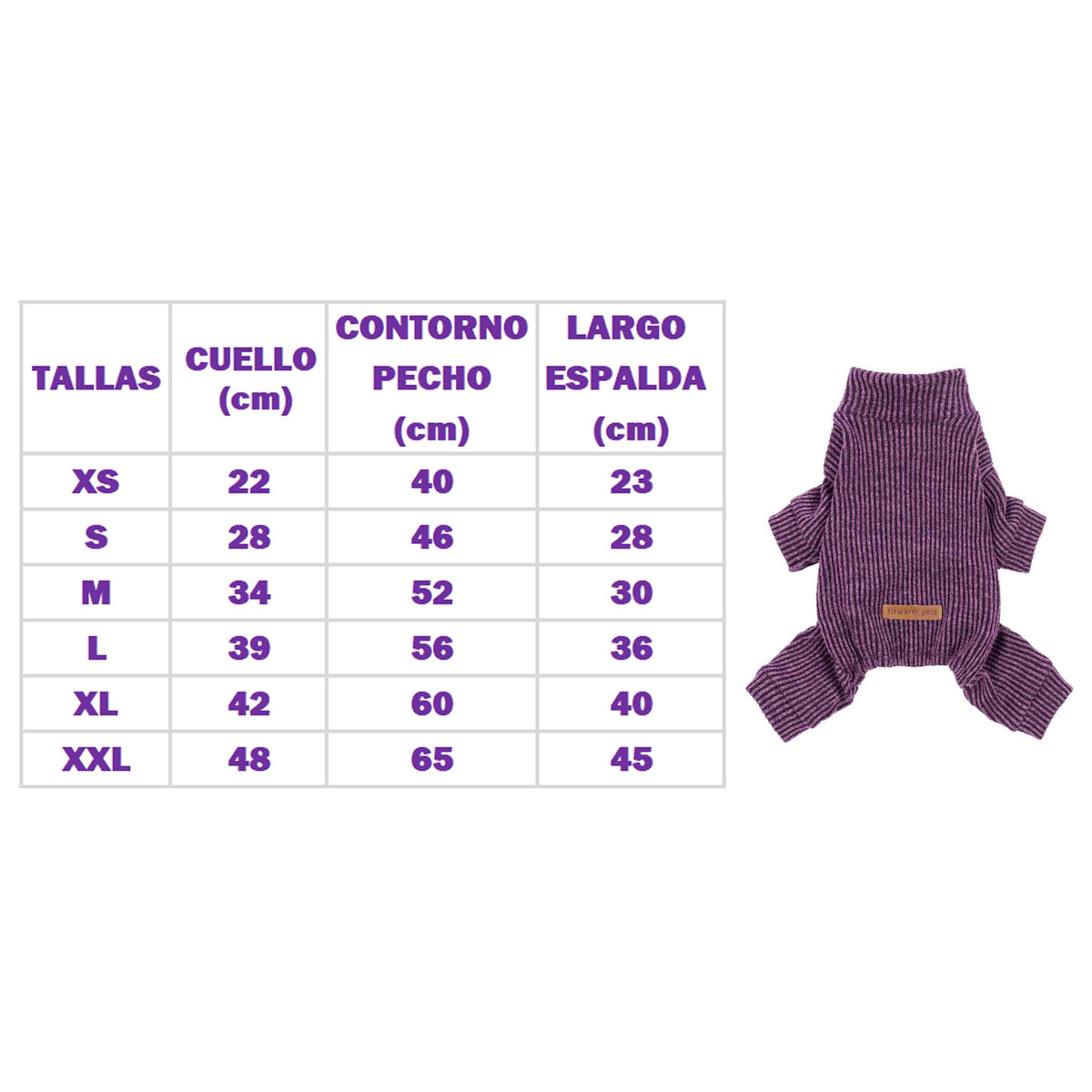 ENTERIZO PERRO MORADO ROPA ABRIGADORA MASCOTA PERRO GATO – TALLA L
