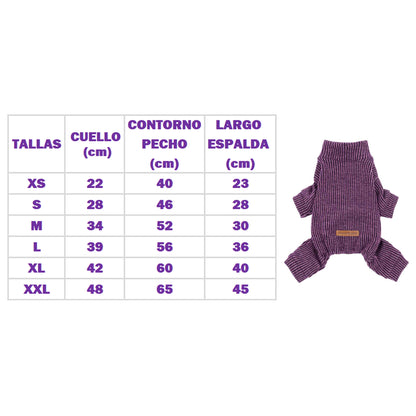 ENTERIZO PERRO MORADO ROPA ABRIGADORA MASCOTA PERRO GATO – TALLA L