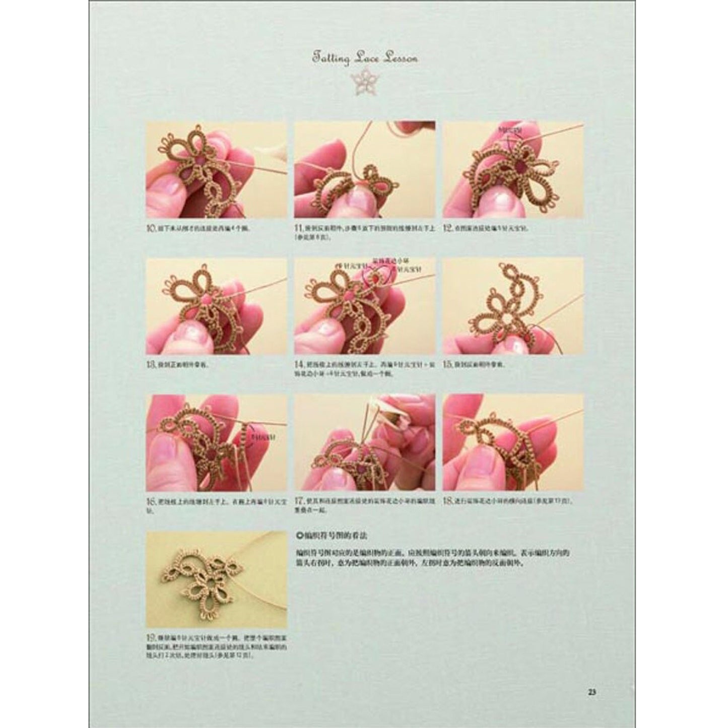 Tatting lace 180 beautiful works with braided sign illustration and detailed step diagram || E-Book Instant Download PDF files