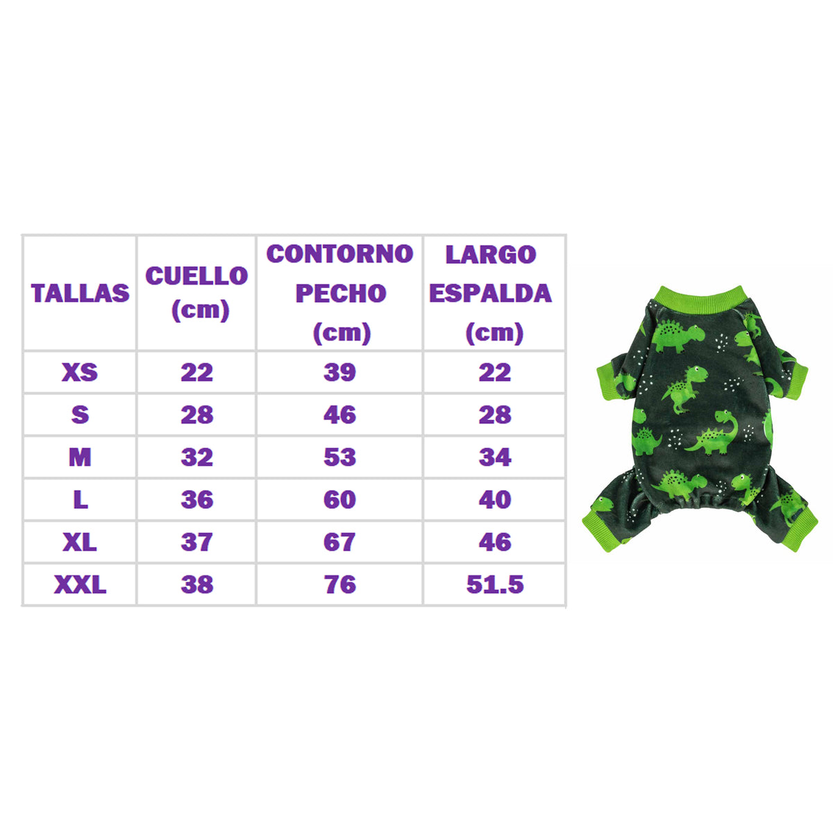 ENTERIZO PIJAMA PARA PERRO DISEÑO DINOSAURIO VERDE ROPA ABRIGADORA MASCOTA PERRO O GATO – TALLA XXL