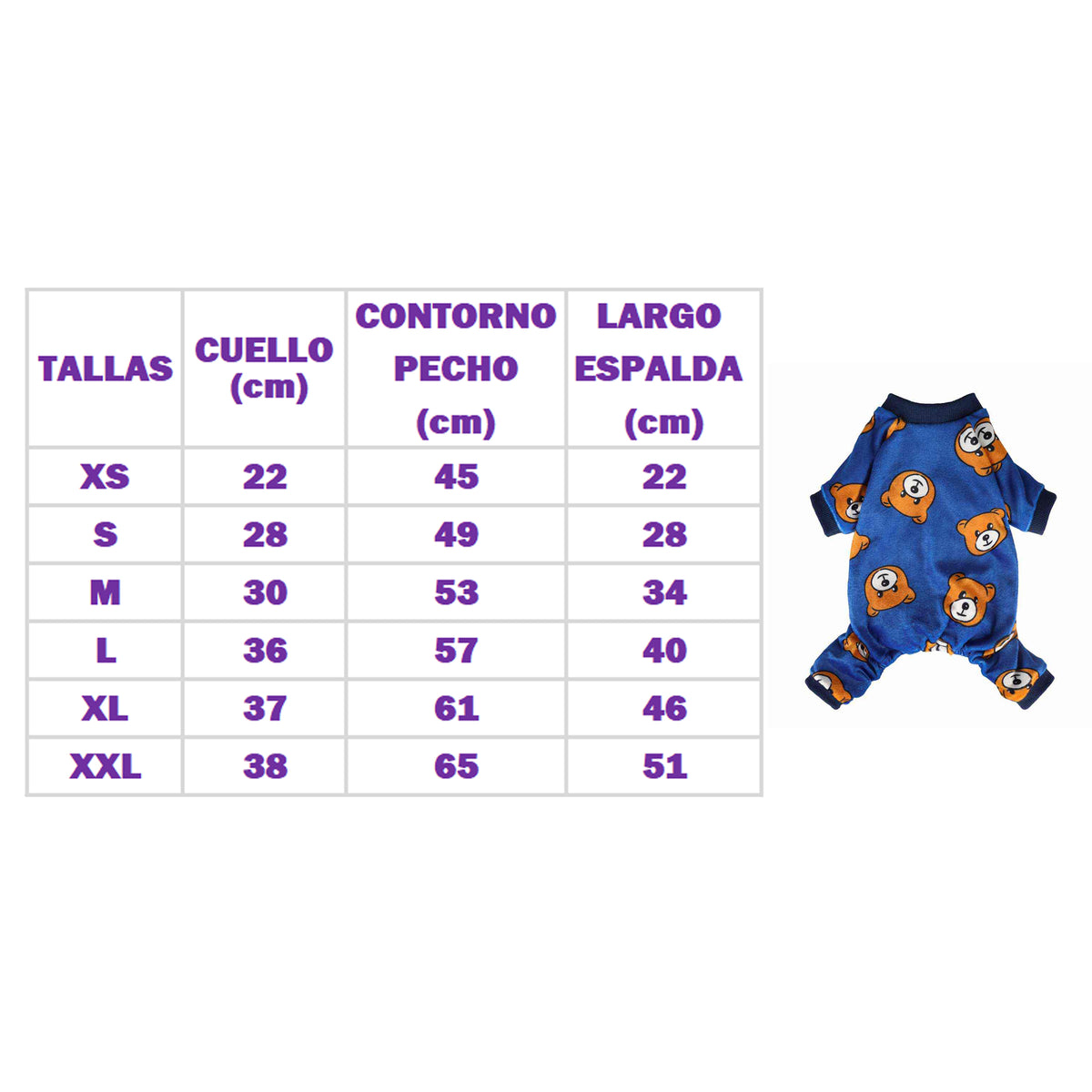 ENTERIZO PARA PERRO GATO DISEÑO OSITOS AZUL TELA PLUSH ROPA ABRIGADORA PERRO GATO – TALLA M