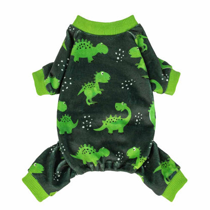 ENTERIZO PIJAMA PARA PERRO DISEÑO DINOSAURIO VERDE ROPA ABRIGADORA MASCOTA PERRO O GATO – TALLA XXL
