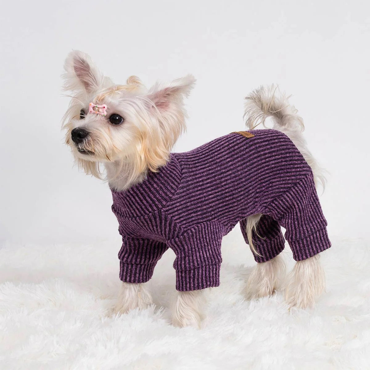 ENTERIZO PERRO MORADO ROPA ABRIGADORA MASCOTA PERRO GATO – TALLA L