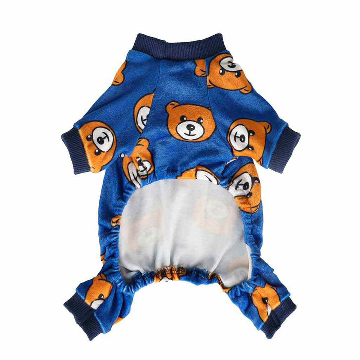 ENTERIZO PARA PERRO GATO DISEÑO OSITOS AZUL TELA PLUSH ROPA ABRIGADORA PERRO GATO – TALLA M