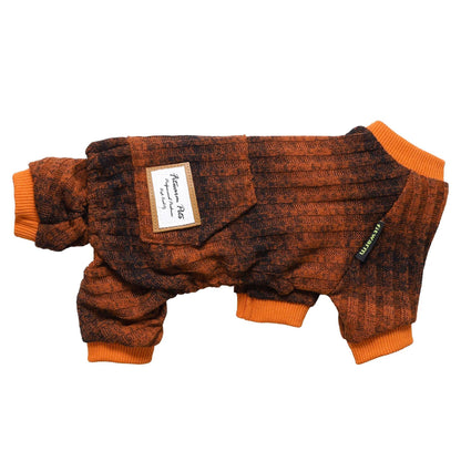 ROPA PARA PERRO ENTERIZO NARANJA TEJIDO SUAVE Y ABRIGADOR – TALLA XXL