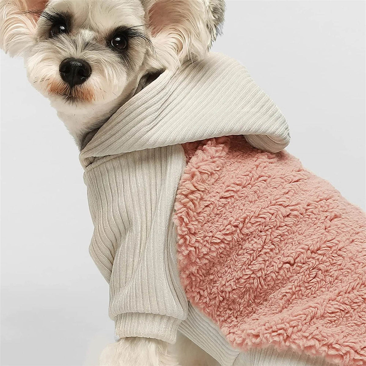 POLERA HOODIE PARA PERRO CREMA ROSA POLAR ROPA ABRIGADORA MASCOTAS PERRO GATO – TALLA XXL