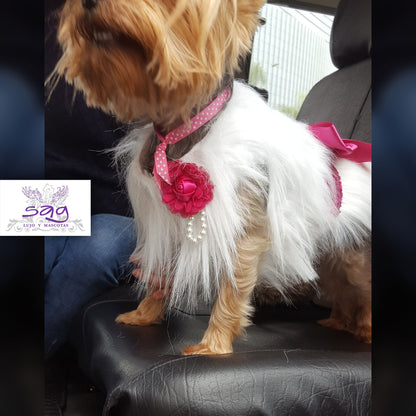 Long Hair Coat Shiny and Charming Pet Dog Cat – WHITE / Abrigo Pelo Largo Brillos y Encanto Mascota Perro Gato – BLANCO