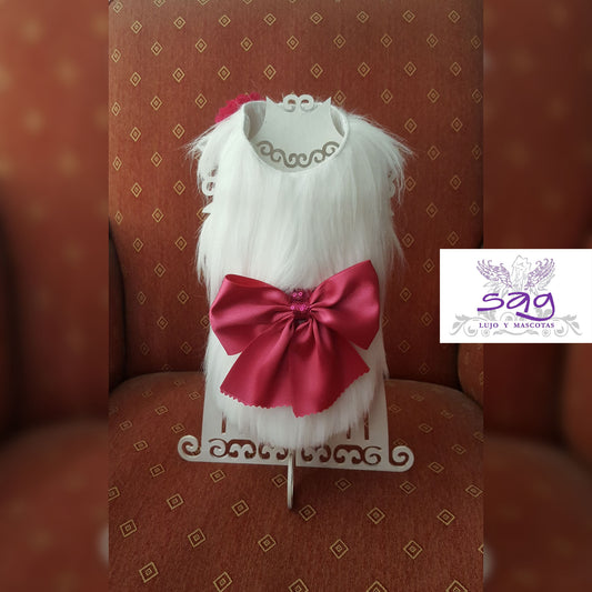Long Hair Coat Shiny and Charming Pet Dog Cat – WHITE / Abrigo Pelo Largo Brillos y Encanto Mascota Perro Gato – BLANCO