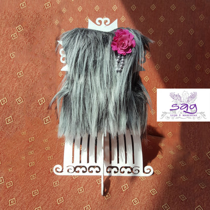 Long Hair Coat Shiny and Charming Pet Dog Cat – GREY / Abrigo Pelo Largo Brillos y Encanto Mascota Perro Gato – GRIS