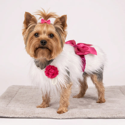 Abrigo Pelo Largo Brillos y Encanto Mascota Perro Gato – BLANCO