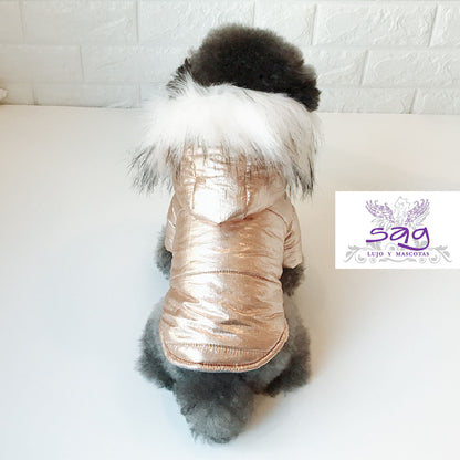 GOLDEN PADDED THERMAL JACKET FOR PETS DOGS CATS || CASACA TÉRMICA ACOLCHADA DORADA PARA MASCOTAS PERROS GATOS