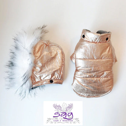 GOLDEN PADDED THERMAL JACKET FOR PETS DOGS CATS || CASACA TÉRMICA ACOLCHADA DORADA PARA MASCOTAS PERROS GATOS